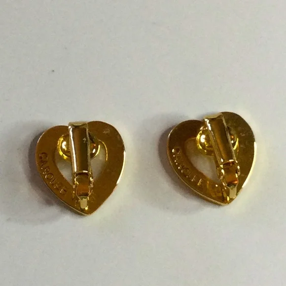 CAROLEE HEART SHAPED MOTHER OF PEARL EARRINGS GOLD PLATED CLIP ON - Picture 7 of 9